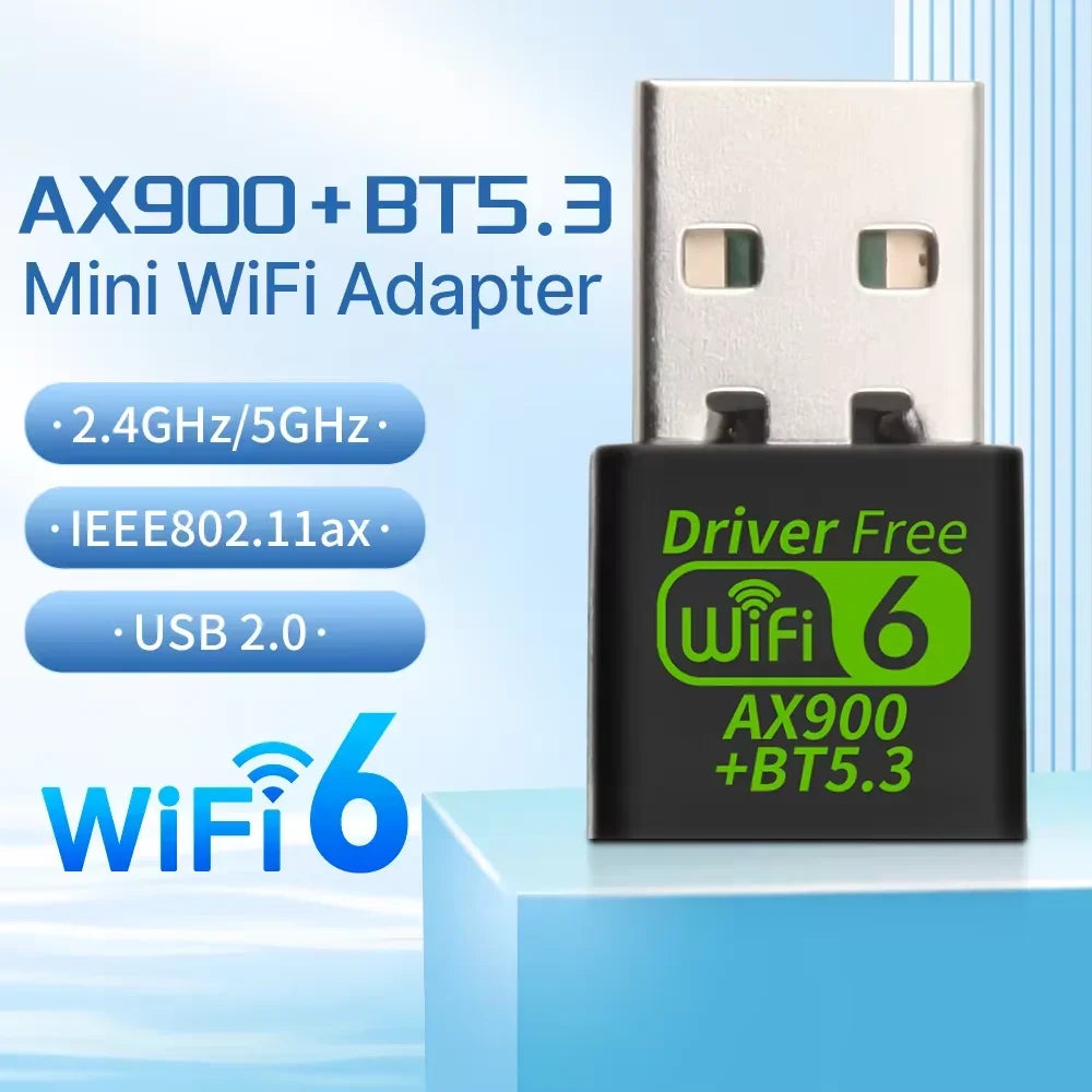 900Mbps WiFI 6 USB Adapter Bluetooth 5.3 Wireless Network Card Dual Band Driver Free USB Dongle for Win 10 11 PC Accessories