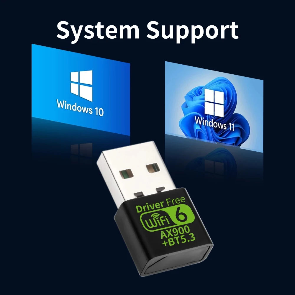 900Mbps WiFI 6 USB Adapter Bluetooth 5.3 Wireless Network Card Dual Band Driver Free USB Dongle for Win 10 11 PC Accessories
